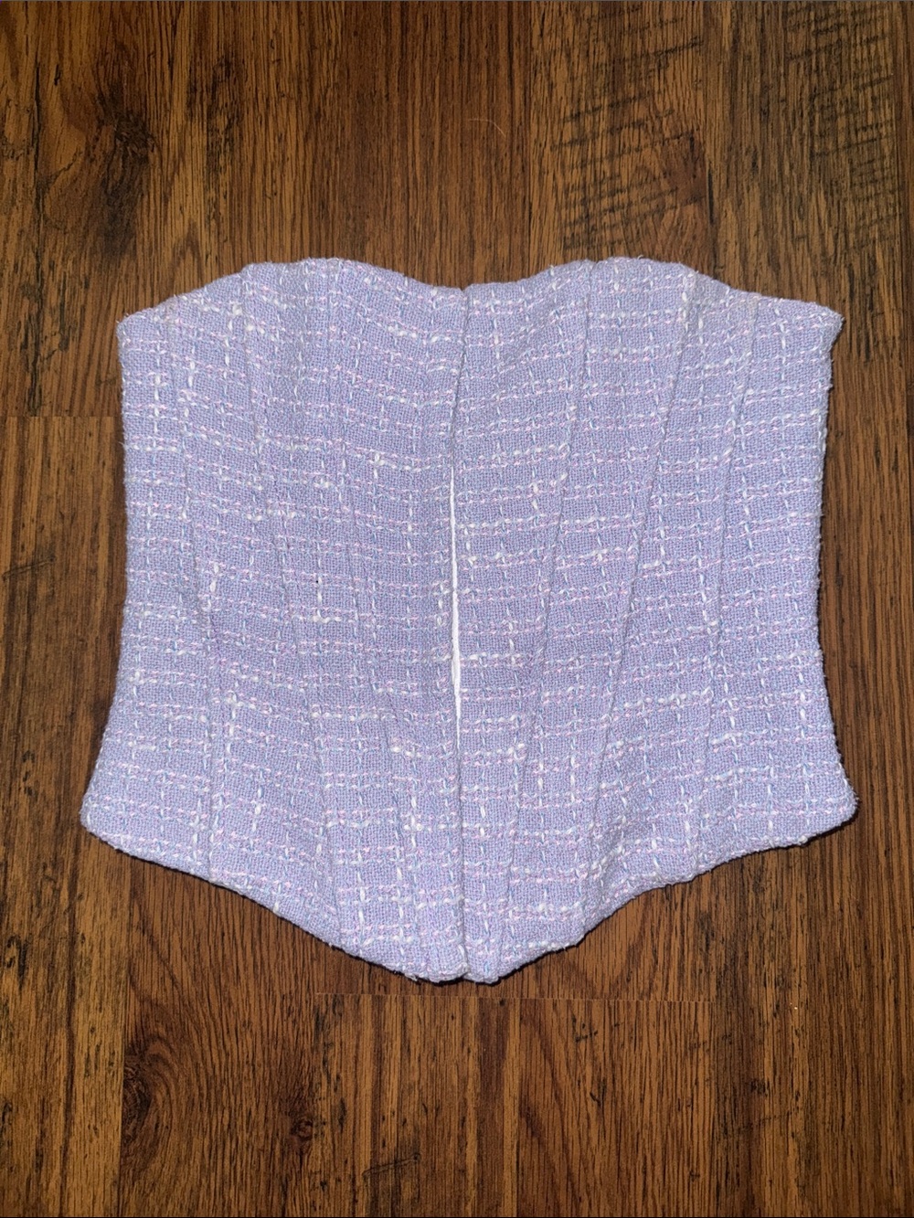 Zara Lavender Tweed Strapless Bustier Top 2.R.4